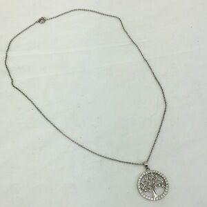 LA CN Necklace Tree of life Pendant Cubic Zirconia Silver